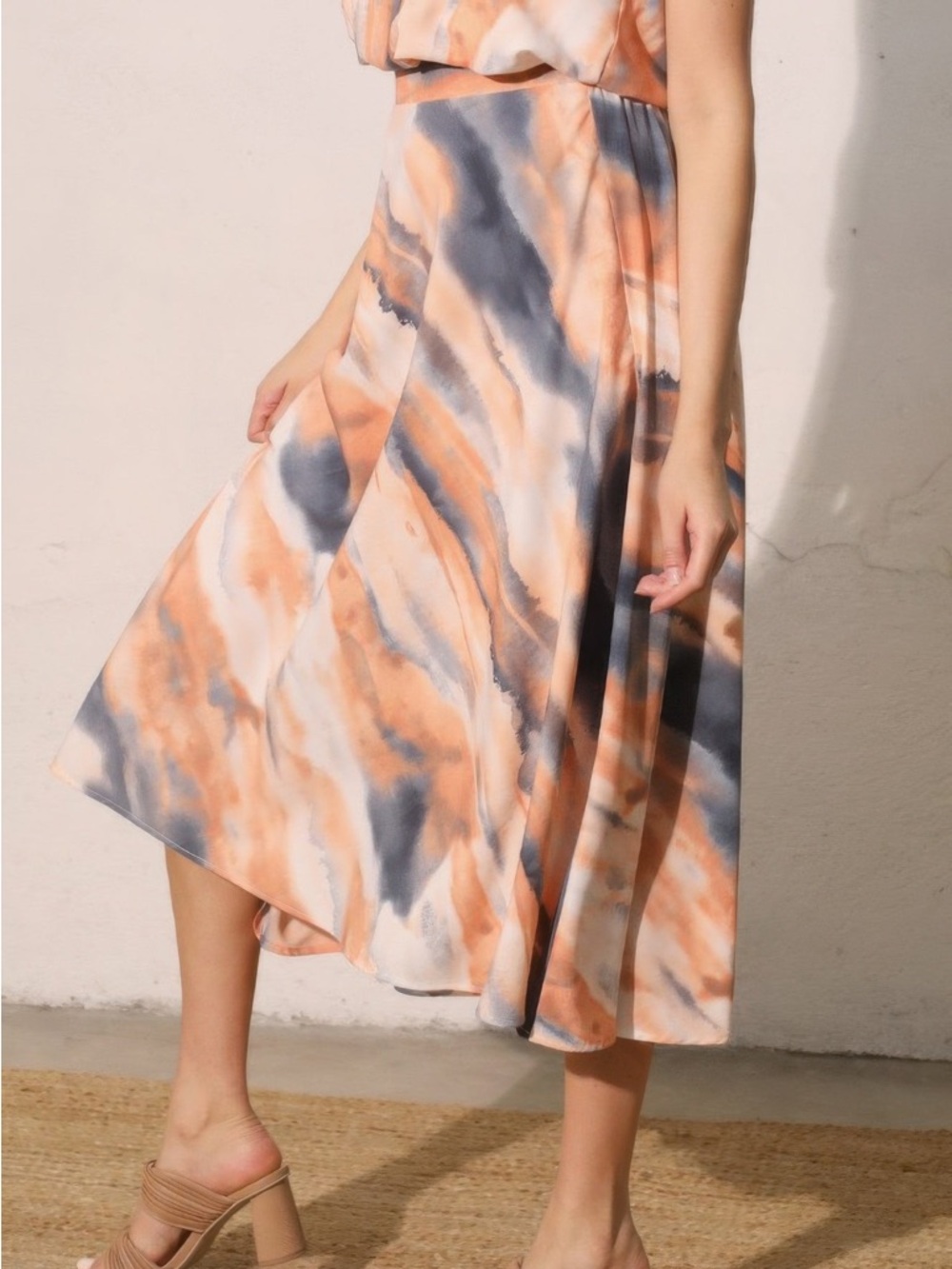 Cloud Tie Dye Midi Swing Skirt - Picture 3 of 5